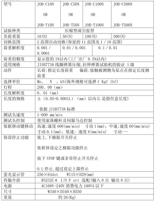 JOB-C10N弹簧测试仪技术参数